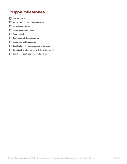 Preview of the first page of Milestones checklist (PDF/DOCX)